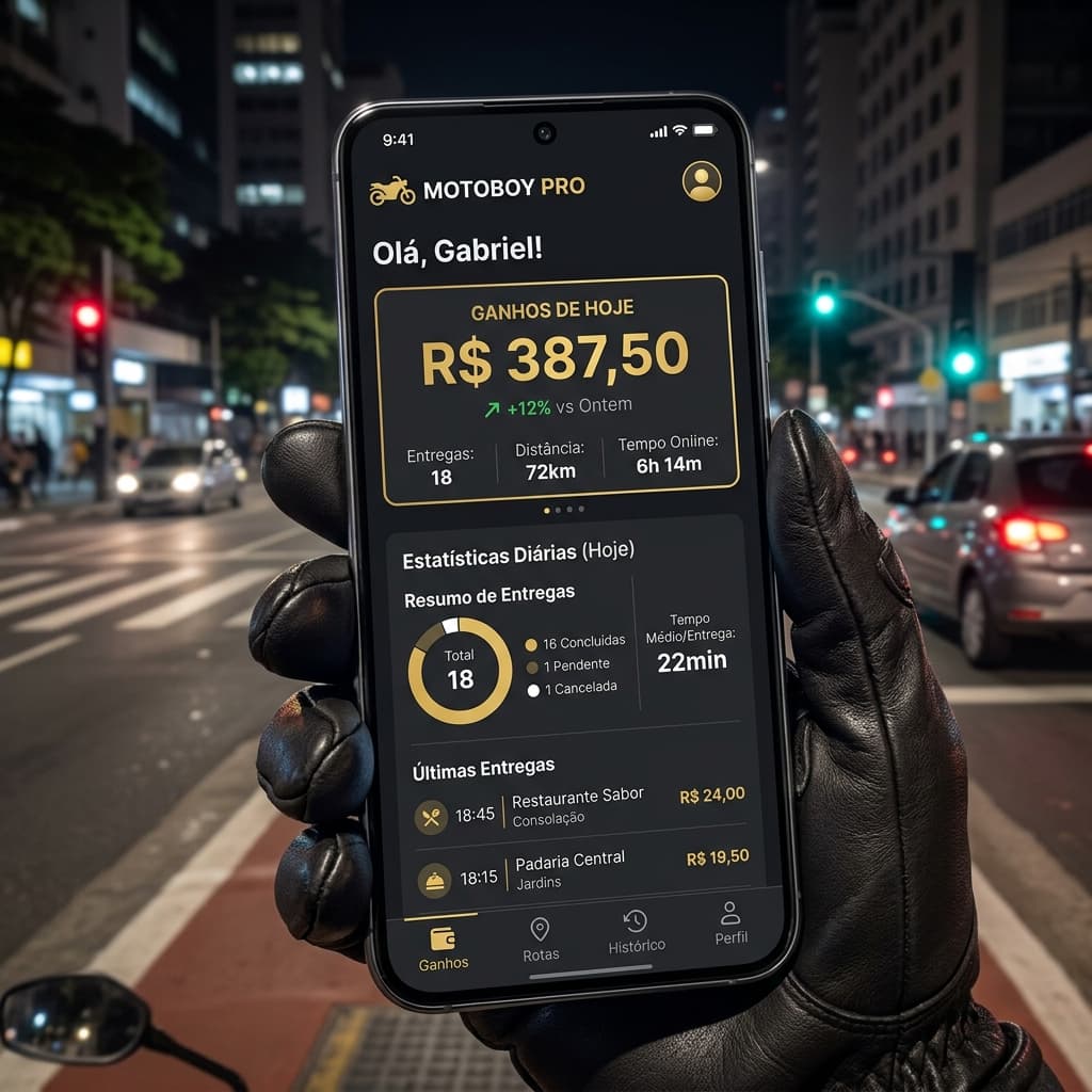 Mockup da interface do Udson Motoboy